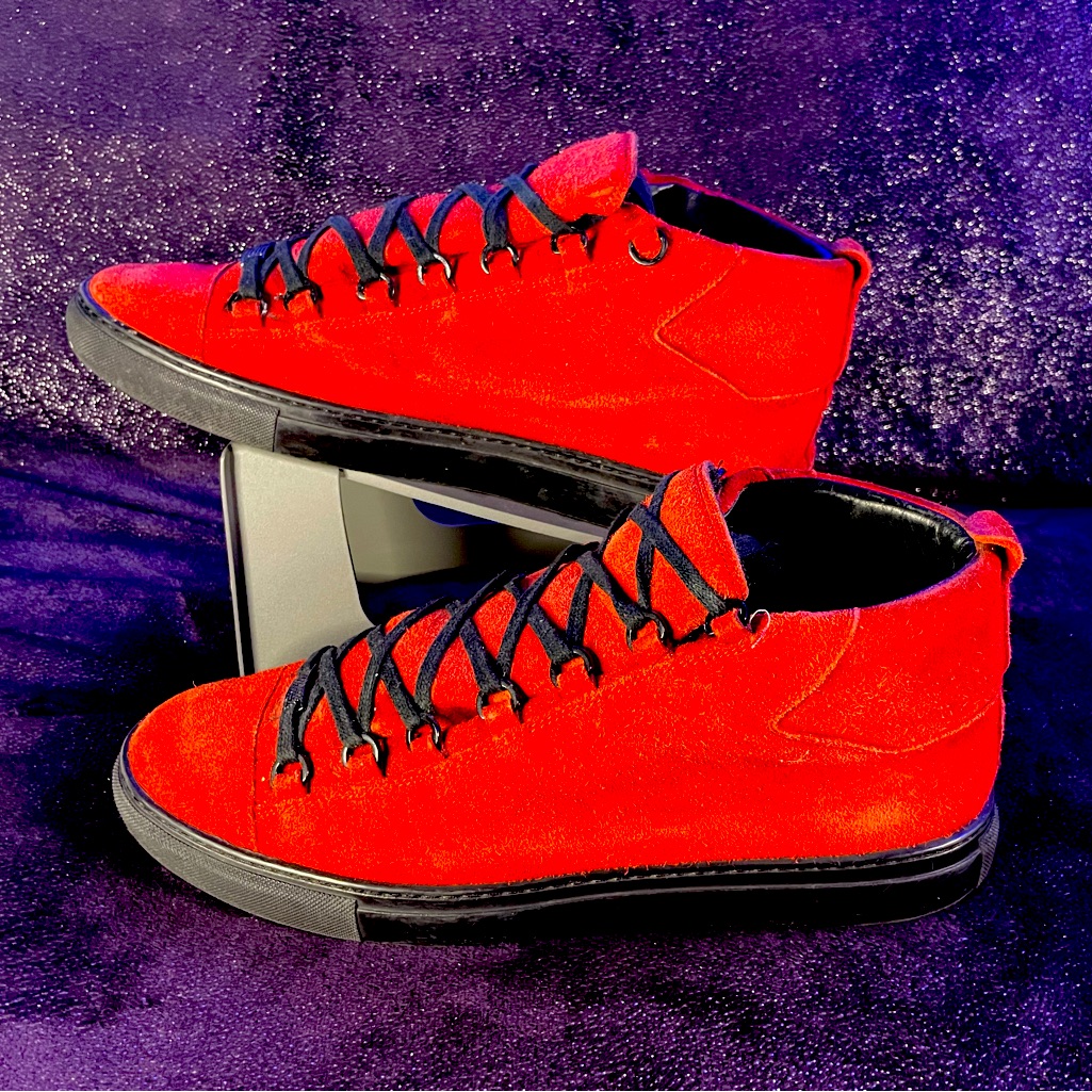 Balenciaga Sneaker Pellecs.Gomm Veau Velours Spray Gommeux Rouge Vif Size 11